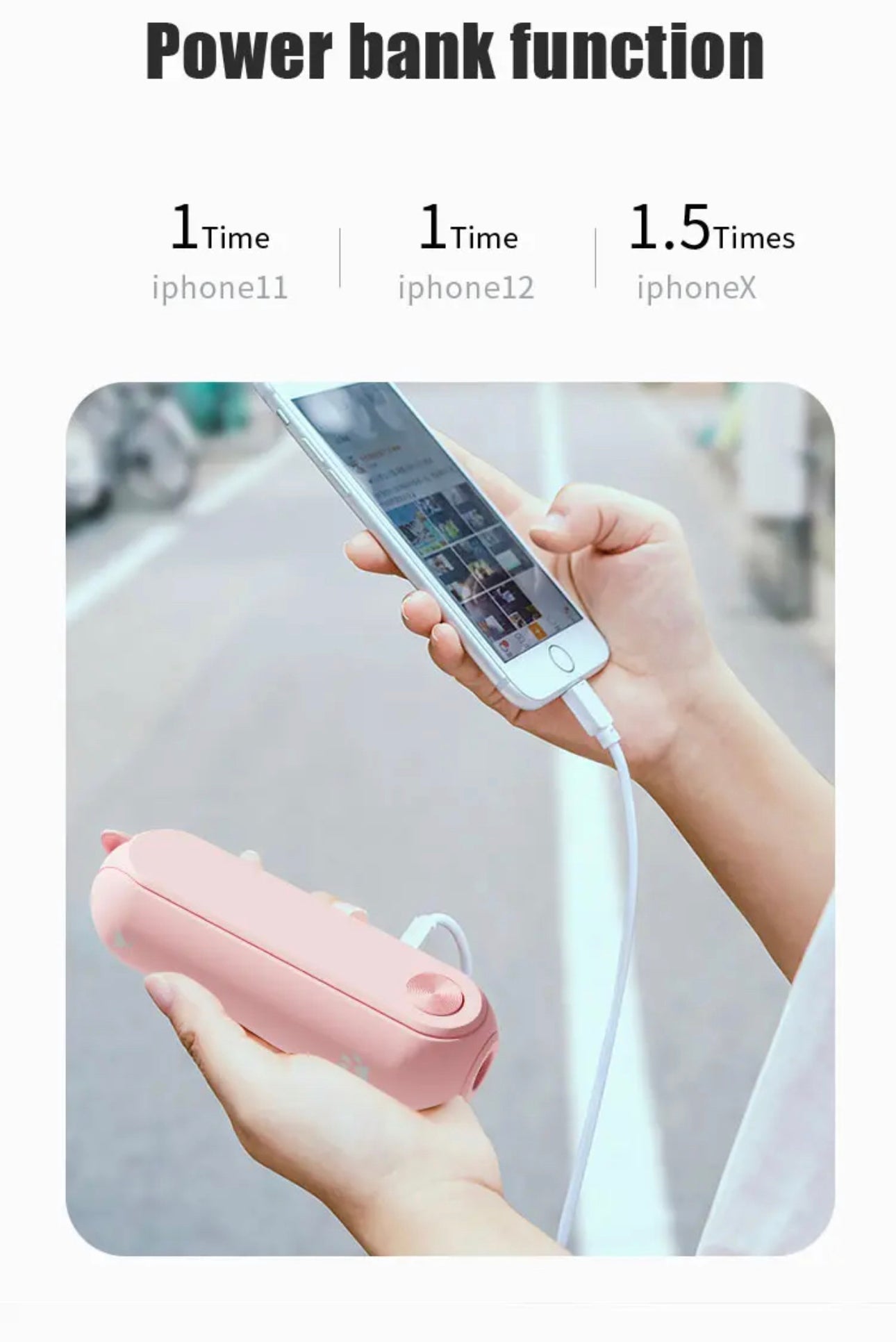 3 in 1 Portable Fan, Power Bank, Flashlight
