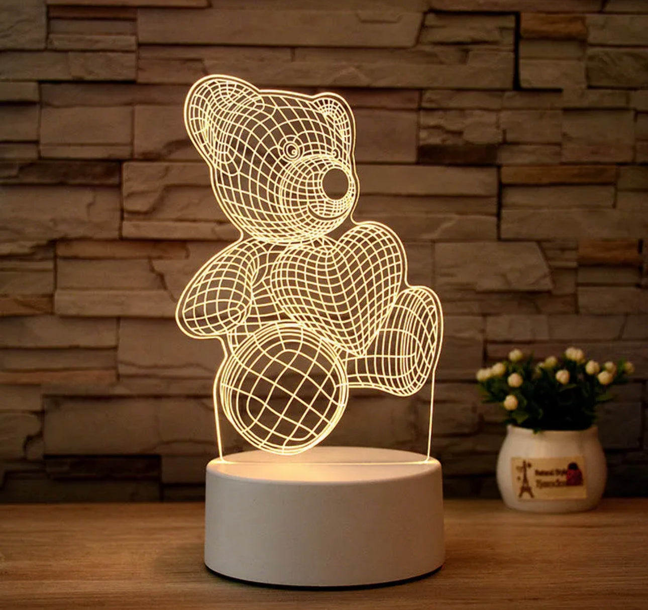 3D Teddy Heart LED Light